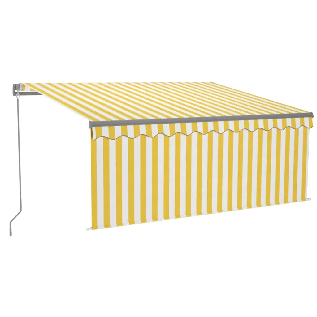 Tenda da Sole Retrattile Parasole LED 3,5x2,5m Gialla e Bianca 3069403