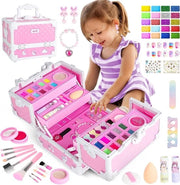 Scatola di bellezza per bambini artista di trucco - colore rosa, giocattolo divertente e creativo.