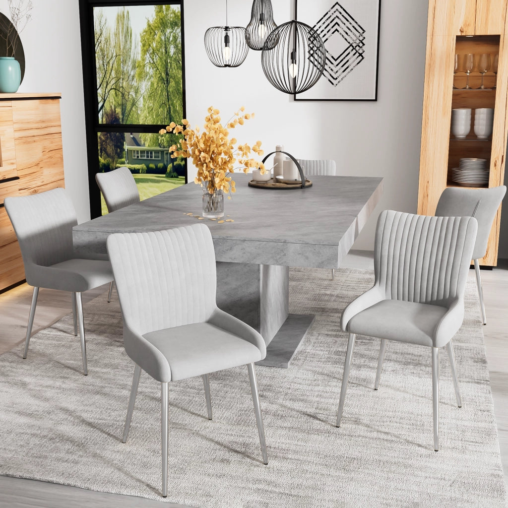 Set di 2 sedie da pranzo in velluto grigio con gambe in metallo, comode e facili da montare