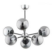Lampada sospesa moderna cromo sfere fumé 6xE14 Alfa Melody