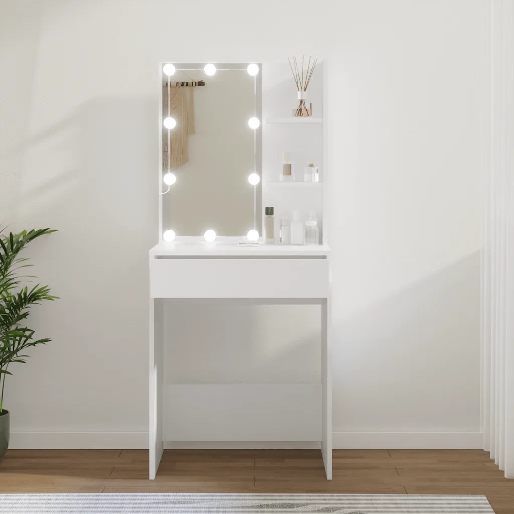 Toeletta | Tavolo da Trucco con LED Bianca 60x40x140 cm