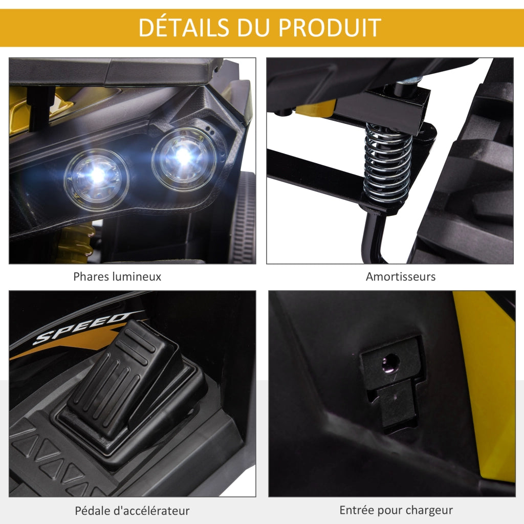 Auto elettrica per bambini Quad Buggy 12V ¨C zephmum ¨C Giallo Nero metallo PP