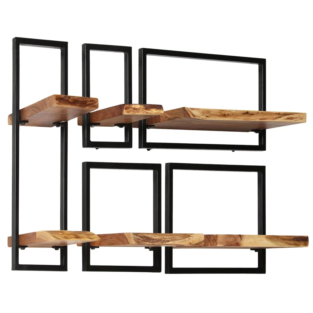 Scaffale da parete da 5 pezzi set di mobili di design in legno massello e acciaio 2702227/2