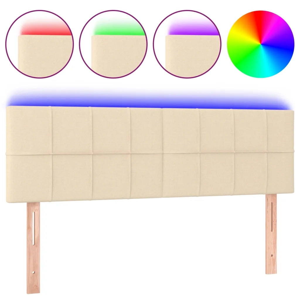 Testiera | Testata a LED Crema 144x5x78/88 cm in Tessuto