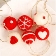 Decorazioni di Natale, Ornamenti di Natale, Decorazioni per albero di Natale, Sferette da appendere - 3 cm - Set rossobianco, Stile A, 6 pezzi