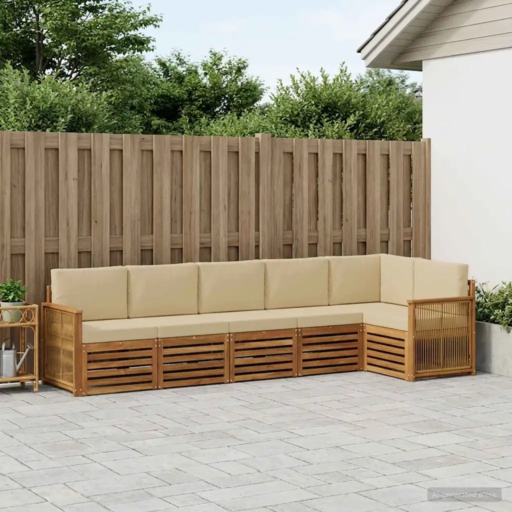 Set divano sezionale con cuscino 5 pcs Naturale 3384419