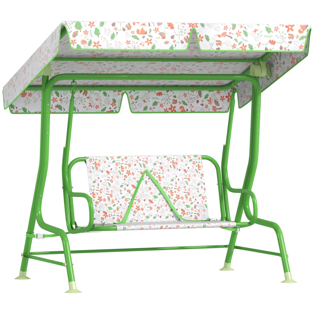 Dondolo per Bambini da Esterno a 2 Posti ¨C zephmum ¨C Verde, 112x75x120 cm