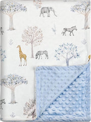 Sprei unisex per bambini 75x100cm blu super morbido con giraffa e elefante per neonati e bambini piccoli