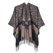Sciarpa da donna in cashmere sfumato mimetico in stile europeo e americano con spacchi, extra lunga e spessa