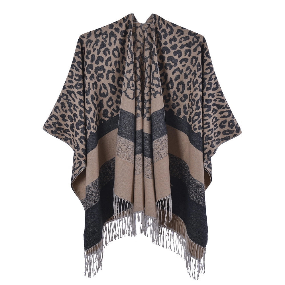 Sciarpa da donna in cashmere sfumato mimetico in stile europeo e americano con spacchi, extra lunga e spessa