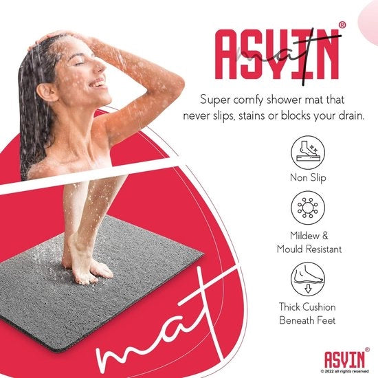 Matte antiscivolo per docce e bagni (40 x 60 cm grigio) - senza ftalati - asciuga rapidamente