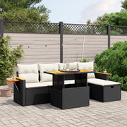 Set Divano da Giardino 6 pz con Cuscini Nero in Polyrattan 3276136