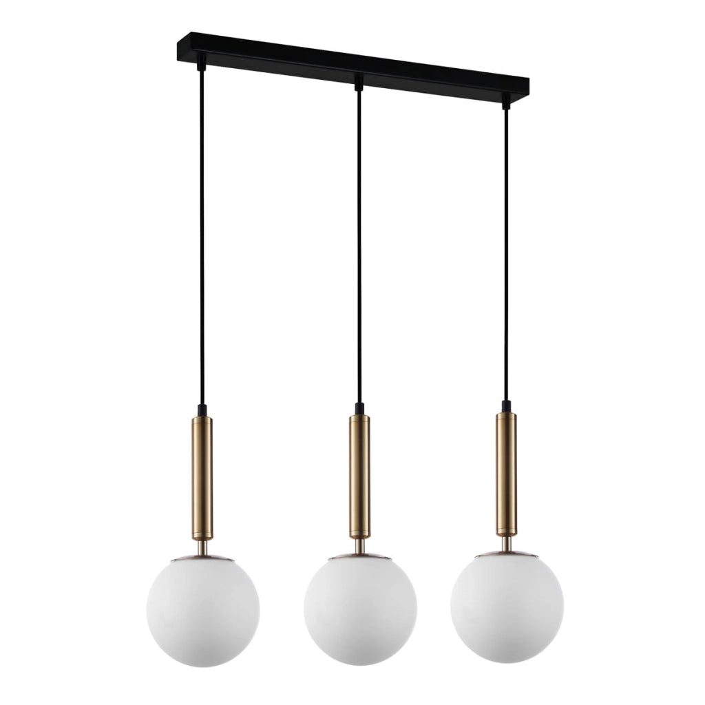 Lampadario Italux Ravena moderno ottone vetro 3xE27