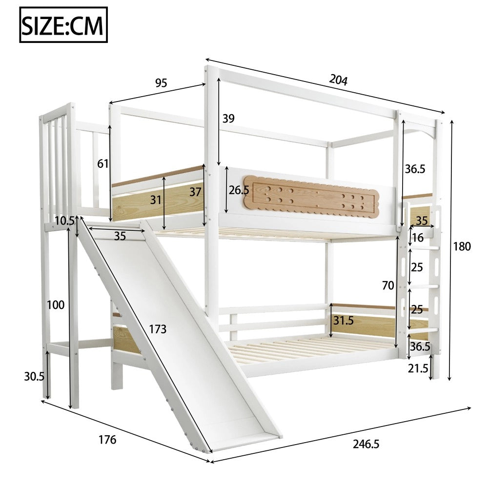 Letto a Castello Bambini con Scivolo e Scala ¨C MINIMAL ¨C Legno 90x200