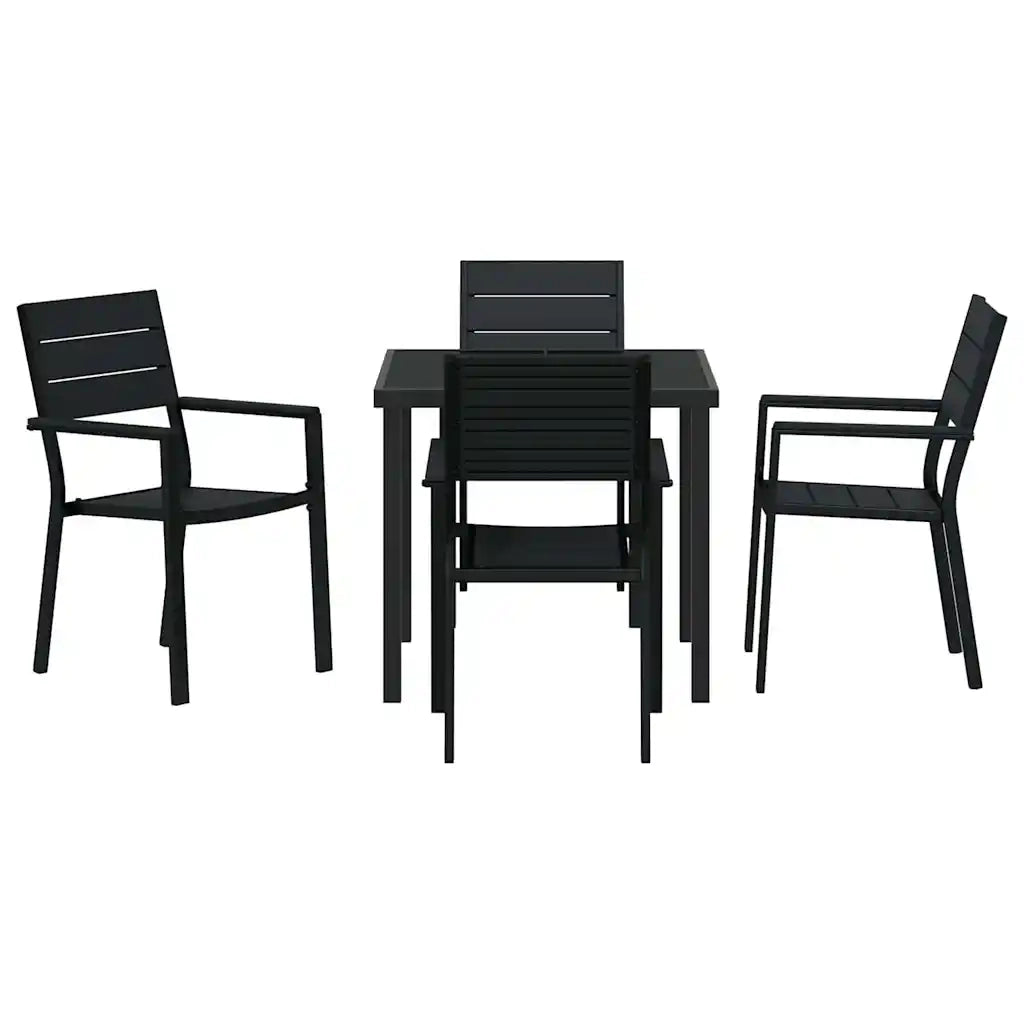 Set da Pranzo per Giardino 5 pcs Nero 3379143