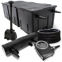 Set filtrante per laghetto Filtro bio da 90000l con Chiarificatore UVC 18W, Pompa 80W e Fontana