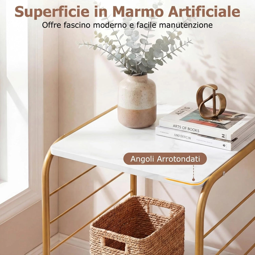 Supporto Giradischi Girevole a 4 Ripiani, Porta Dischi Rotante a 360° con Struttura in Metallo, Scaffale d'Angolo Salvaspazio per Casa, Ufficio e Soggiorno, 40x40x115 cm (Oro)