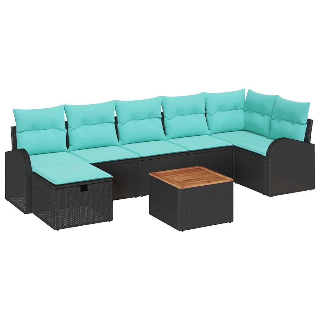 Set Divano da Giardino con cuscino 8 pcs Nero Poly Rattan 3360854