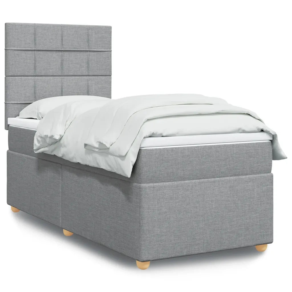 Giroletto a Molle con Materasso Grigio Chiaro 90x190 cm Tessuto