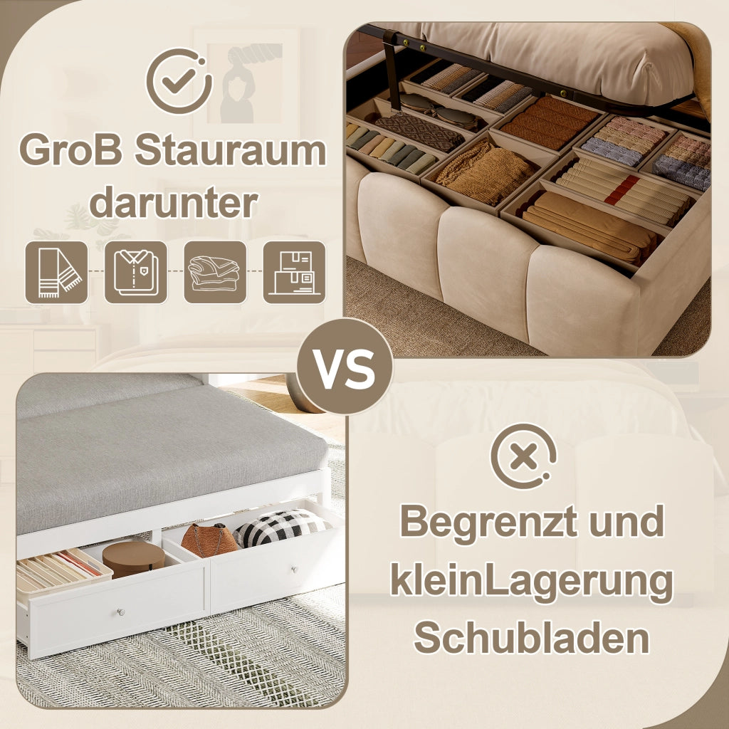 letto imbottito velluto beige 140 x 200 cm