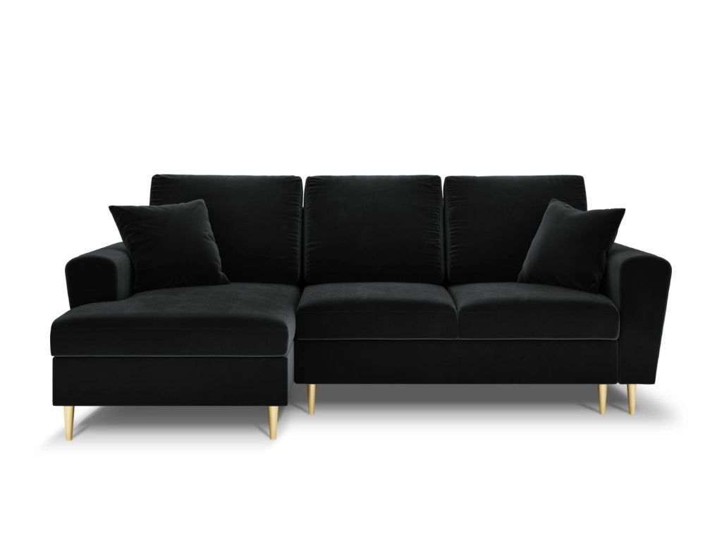 Cosmopolitan Design - Divano convertibile angolare sinistro con contenitore "Kyoto" 4 posti in velluto nero 