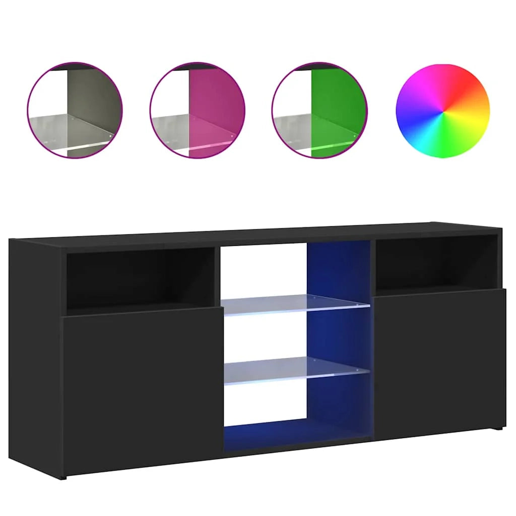 Mobile TV multimediale scaffale TV credenza mobile TV per sala da pranzo soggiorno camera da letto con luci LED 120 x 30 x 50 cm nero 02_0026515