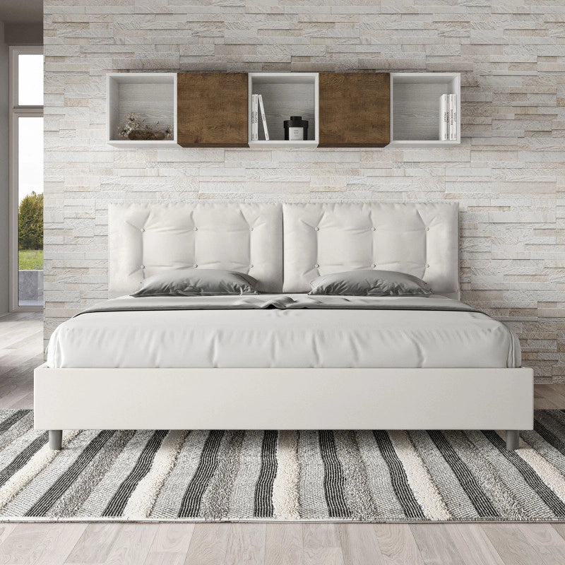 Letto imbottito Matrimoniale 200x200 cm Large - Bianco,Similpelle,Senza rete