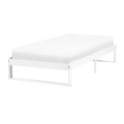 Letto singolo bianco in legno di pino 90 x 200 cm con 3 gambe, senza testiera, stile minimalista