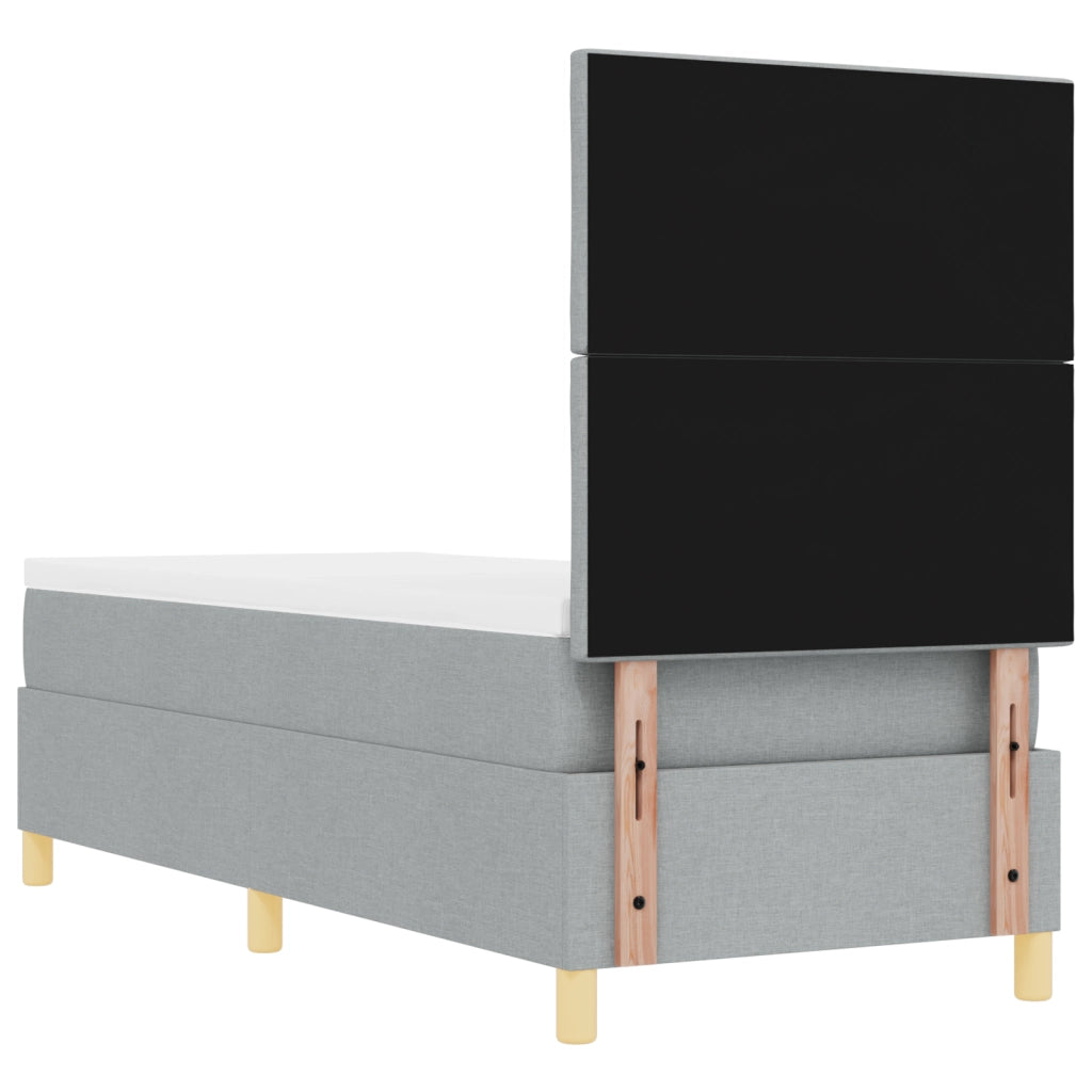 Letto box spring con materasso e LED grigio chiaro 80x200 cm tessuto