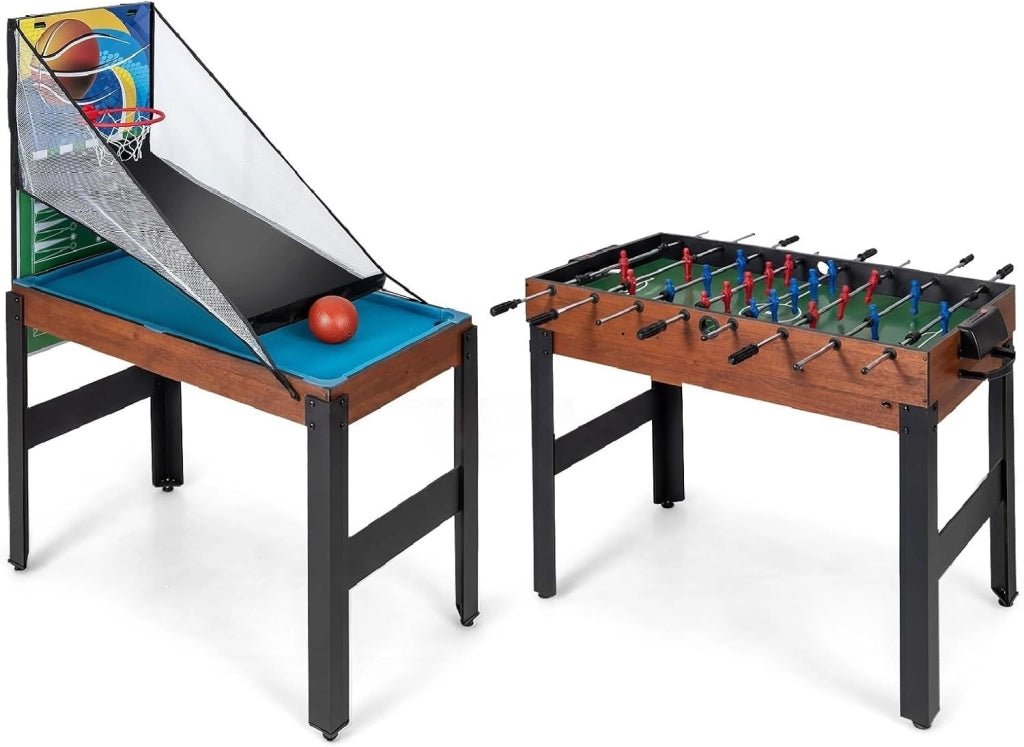 15 in 1 Set da Tavolo da Gioco Combo, Tavolo Multigioco Basket Calcetto Hockey Biliardo Ping Pong Bowling Shuffleboard ecc, Set Combinato per Giochi Multipli per Bar Casa Ufficio