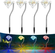 Lampade solari per esterno - 4x illuminazione a forma di diamante per giardino alimentata da energia solare, impermeabile per balconi, vasi di fiori e decorazione di terrazza