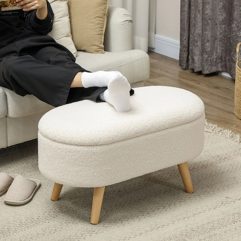 Panca contenitore con vano nascosto e seduta imbottita in poliestere con gambe in legno di pino bianco 82 × 41 × 45 cm