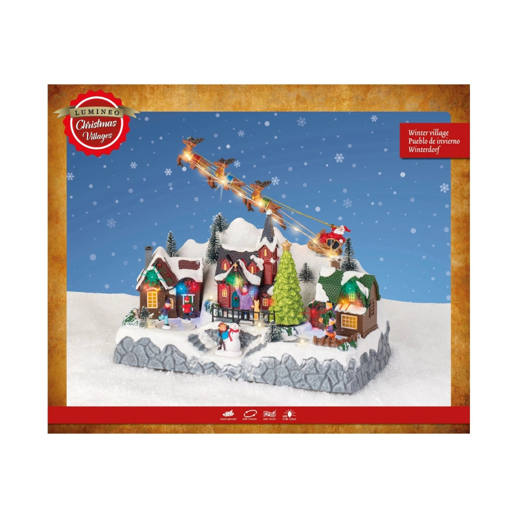 Scenario villaggio di natale c/LED 32x17x28cm