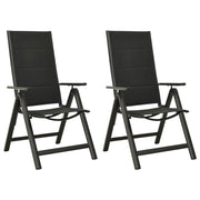 Sedie Giardino Pieghevoli 2 pz Textilene e Alluminio Nere cod mxl 13726