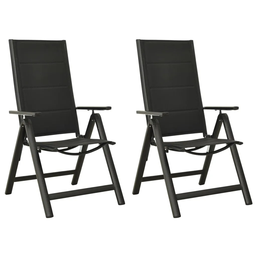Sedie Giardino Pieghevoli 2 pz Textilene e Alluminio Nere cod mxl 13726