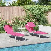 Lettino da sole 2 pcs Rosa 58 x 188 x 77cm Poliestere 42003066