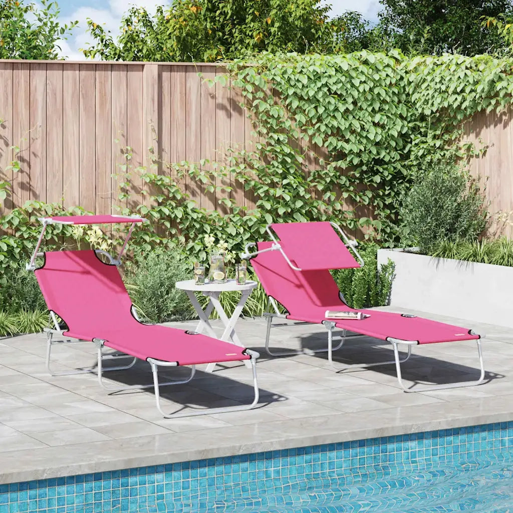 Lettino da sole 2 pcs Rosa 58 x 188 x 77cm Poliestere 42003066