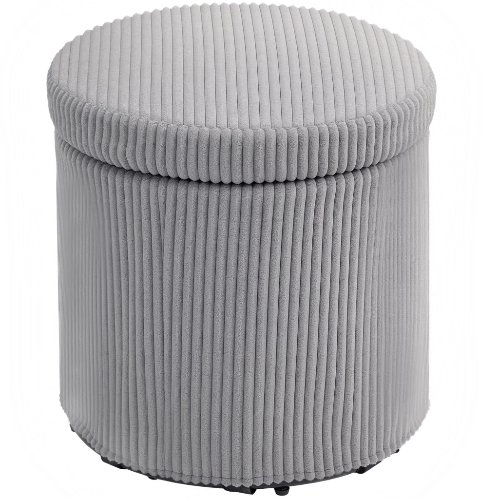Pouf con Almacenaje Rotondo in Velluto con Struttura in Acciaio ¨C zephmum ¨C Grigio Chiaro ?40x41 cm