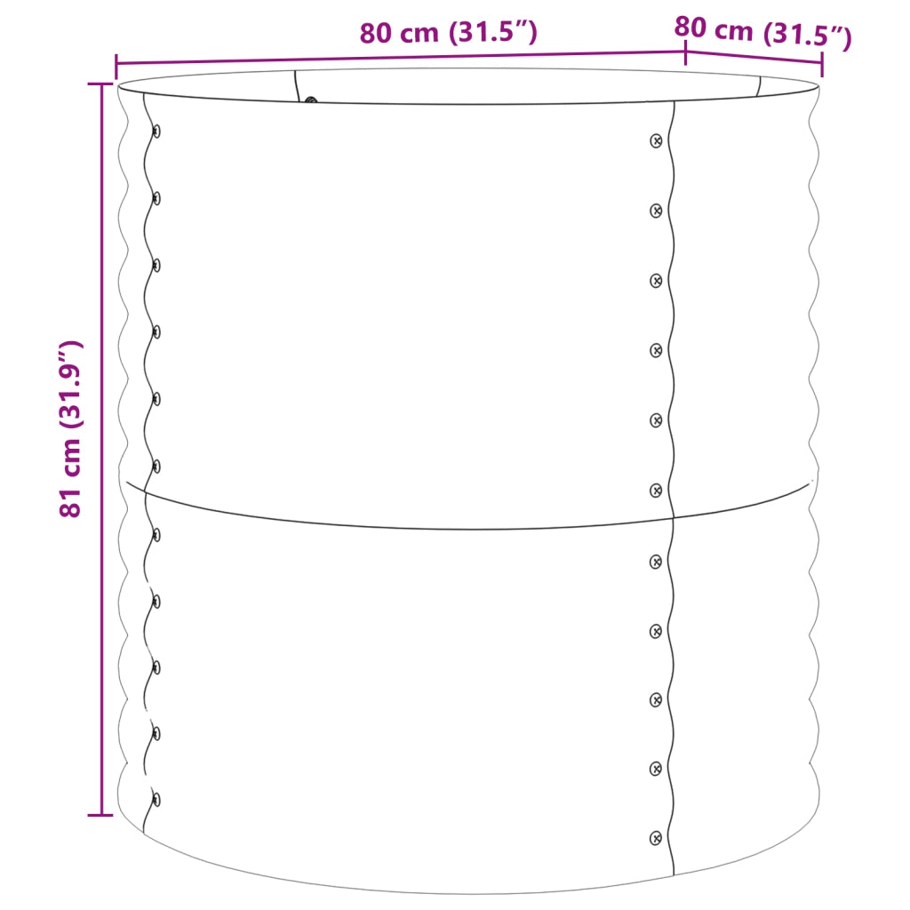 Letto da giardino rialzato marrone con aspetto legno 80x80x81 cm in acciaio