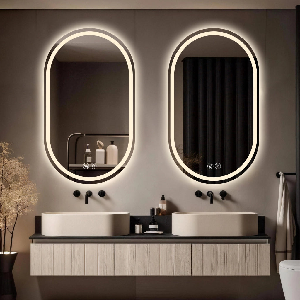 SPECCHIO BAGNO LED 60x90 cm Argento Anticondensa Touch