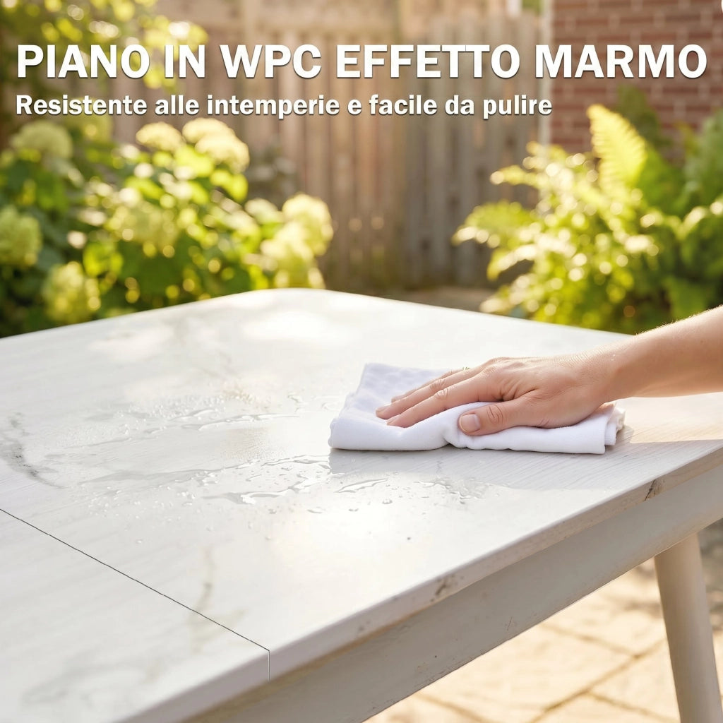 Tavolo da Giardino Rettangolare per 6 Persone ¨C zephmum ¨C Piano in WPC 140x80 cm
