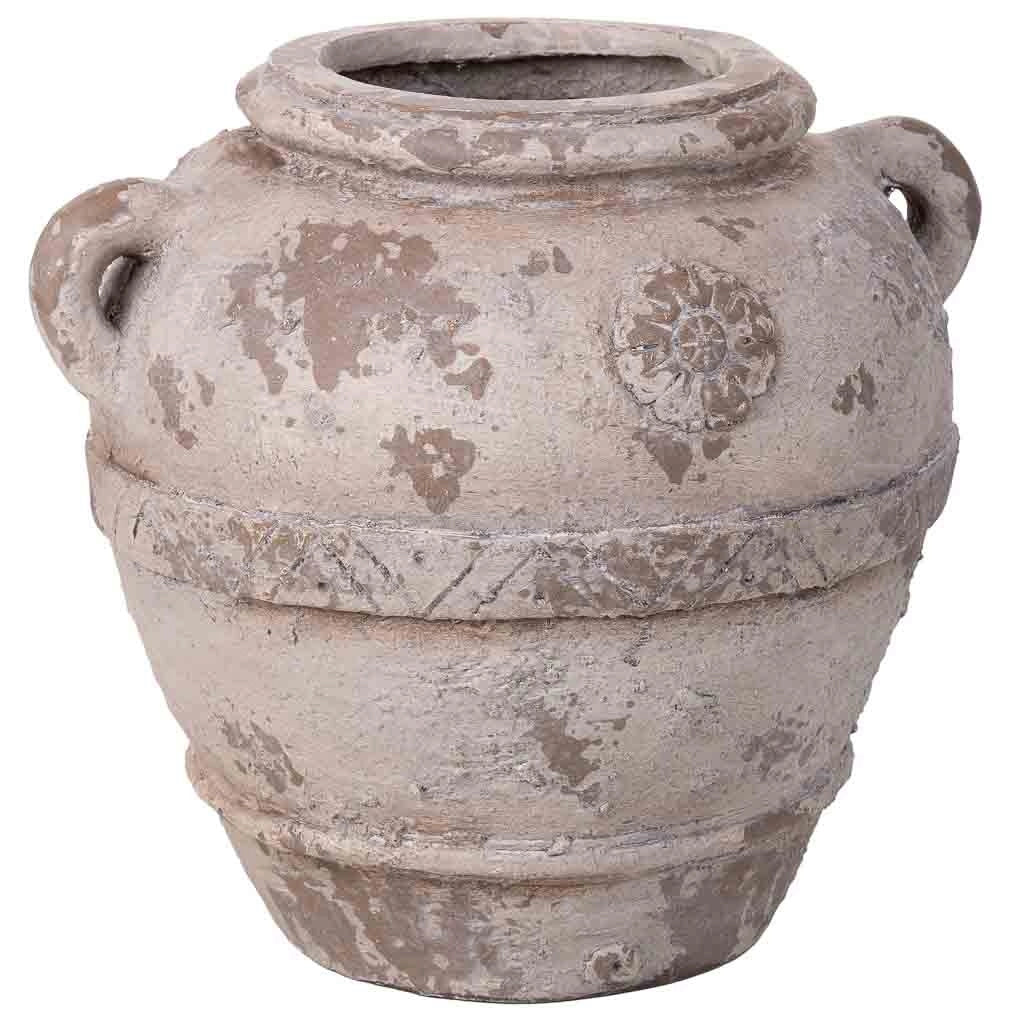 Vaso decorativo color pietra, 38x34x34h cm