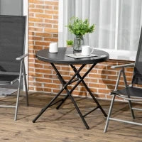 Tavolo da Giardino Rotondo, Tavolo da Pranzo da Esterno per 4 Persone con Piano in HDPE e Struttura in Acciaio, Grigio Scuro