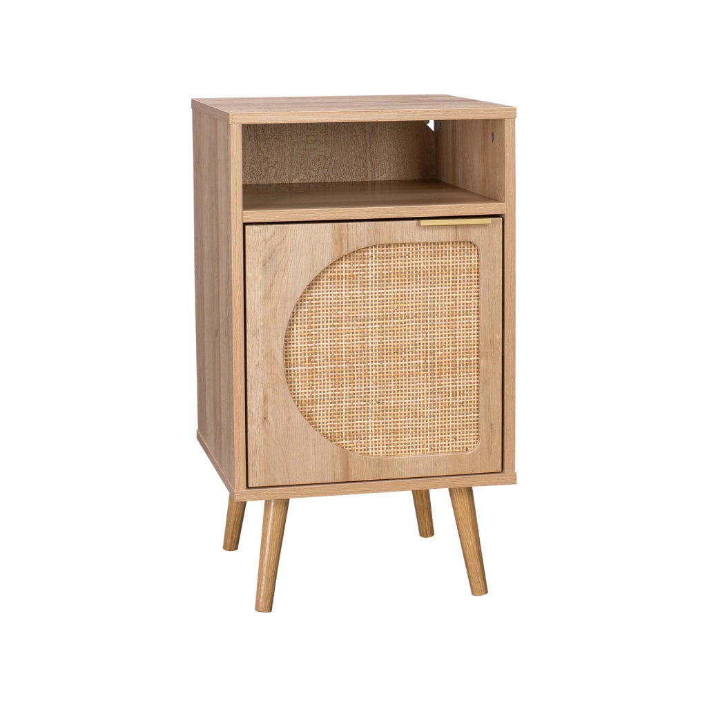 Set 2 comodini, decoro in legno, canalina arrotondata, marrone