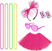 Costumi da teatro per bambini 8 pezzi - Accessori anni '80 - Tutu - Gonna - Orecchini - Cintura - Collana - Tema retro