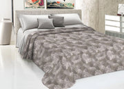 Copriletto Piquet Primavera Estate 100% Cotone Disegno Tropical Felce - Singolo - Beige