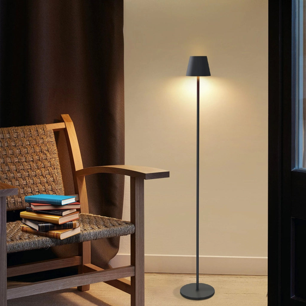 ZMH Lampada da terra LED nera dimmerabile metallo moderna senza fili 125cm