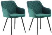 Set di 2 sedie da pranzo Shila verde,Velluto