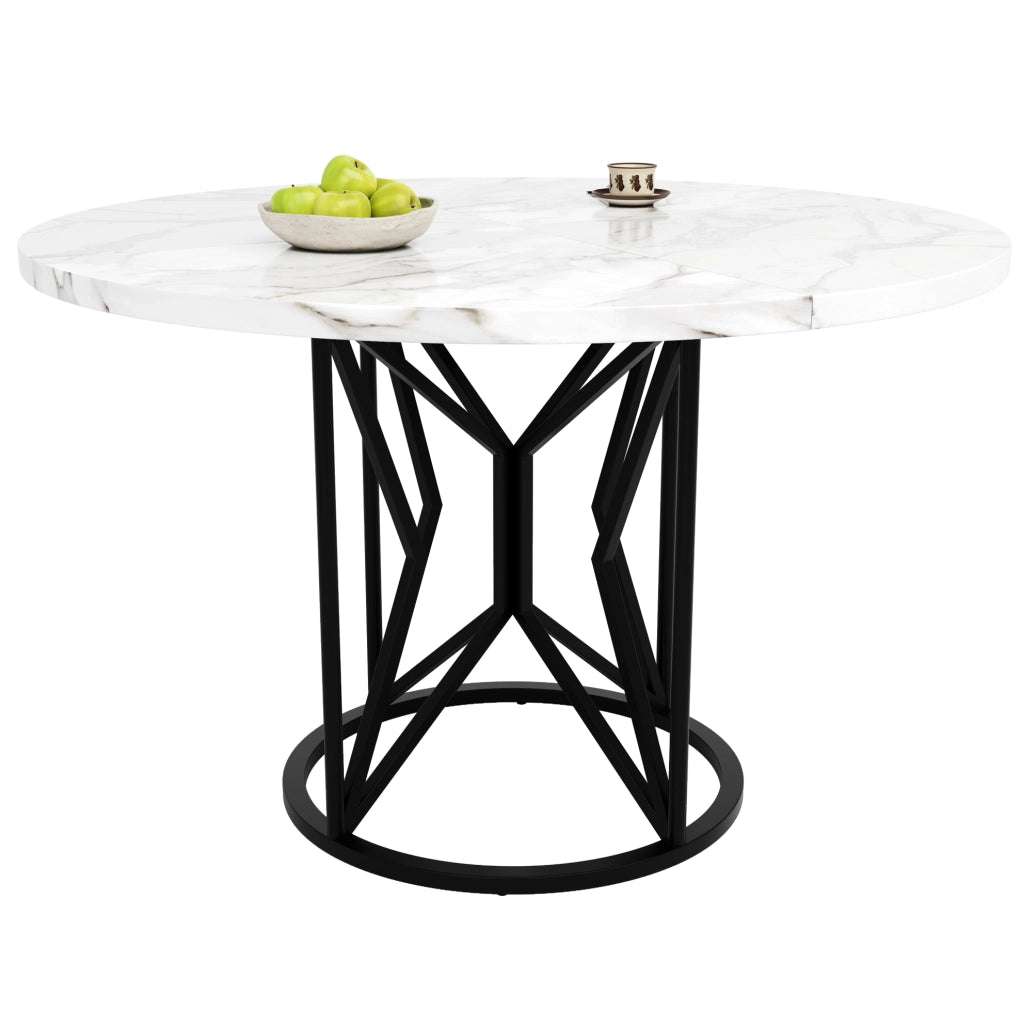 Tavolo da pranzo 100x100x76 cm in MDF e metallo nero