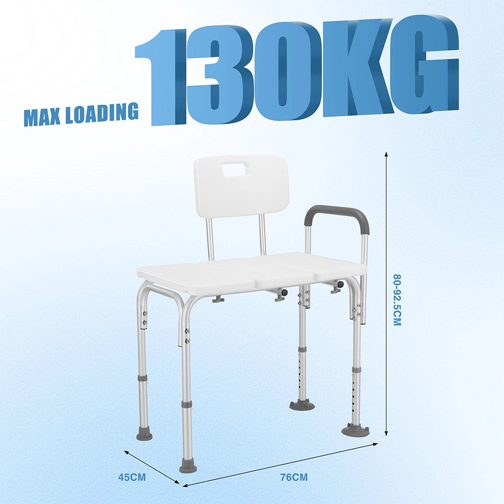 Sgabello Doccia Doppio in Alluminio 76x45x92.5cm per Anziani Mobilità Ridotta